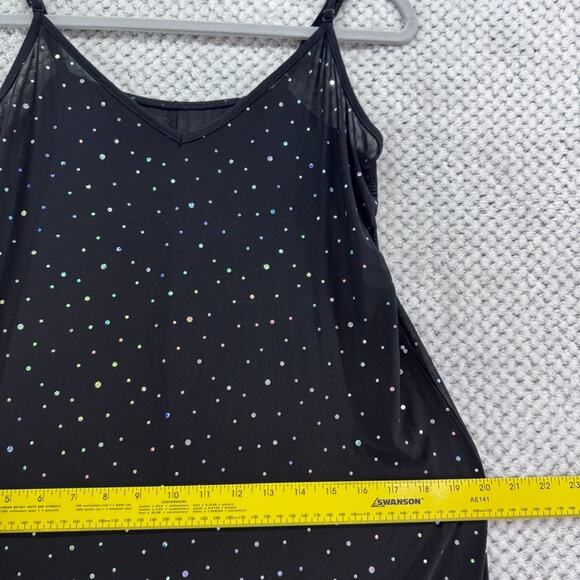Shein Dress Womens L Black Rhinestone Sheer Slip Maxi Dress Front Slit Party - Picture 11 of 12